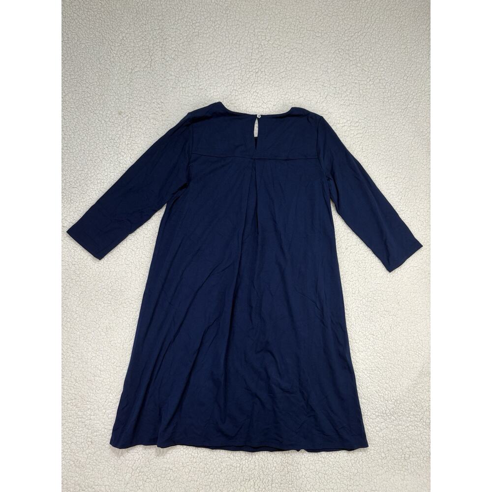 J.Jill Dress Wearever Navy Shift Rayon Blend 3/4 Sleeve Back Pleat Sz S Stretch - Picture 6 of 8